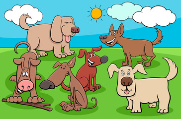 funny cartoon dogs characters group