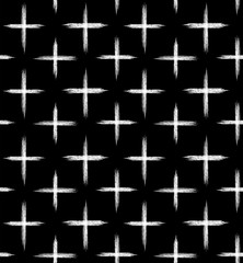 Black abstract background with seamless pattern random sketch crosses