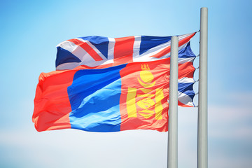 Flags of Mongolia and Great Britain