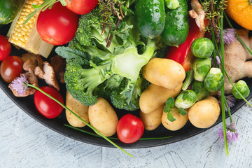 Assortment of fresh fruits and vegetables