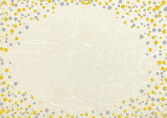 白色和紙テクスチャ背景素材と金箔銀箔フレーム
