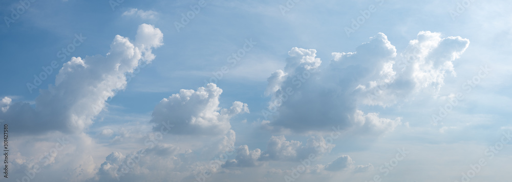 Wall mural panoramic sky with white clouds