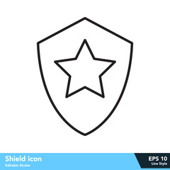 Obraz premium Shield icon in line style, with editable stroke eps 10