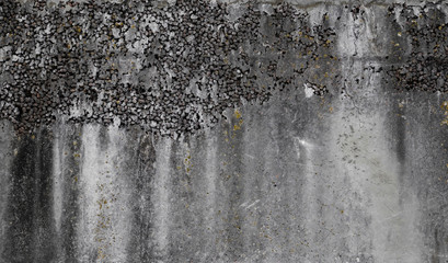 Texture of old concrete wall for background. White concrete wall background with a cracks nad holes.