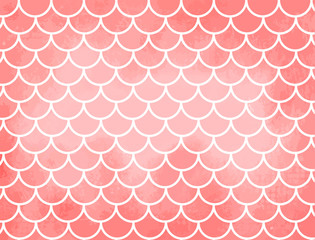 Coral mermaid scales. Fish scales. Underwater sea pattern. Vector illustration. Perfect for print design for textile, poster, greeting card, invitation.