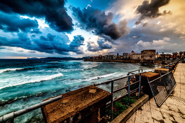 Dramatic sky over Alghero at sunset