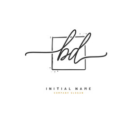 Obraz premium B D BD Beauty vector initial logo, handwriting logo of initial signature, wedding, fashion, jewerly, boutique, floral and botanical with creative template for any company or business.