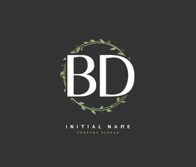 B D BD Beauty vector initial logo, handwriting logo of initial signature, wedding, fashion, jewerly, boutique, floral and botanical with creative template for any company or business.