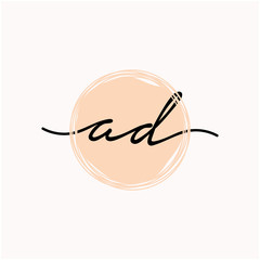 Initial AD or A D beauty monogram and elegant logo design, handwriting logo of initial signature, wedding, fashion and botanical with creative template. brush concept - vector