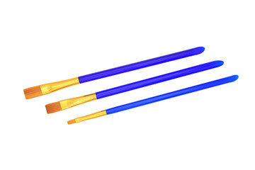 Soft gouache and watercolor brushes isolated on white background