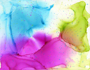 Saturated blue, pink green background isolated on white background