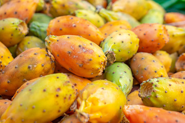Prickly pears, stall at the fruit and vegetable market