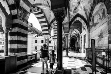 Tourists in world famous Amalfi cathedral