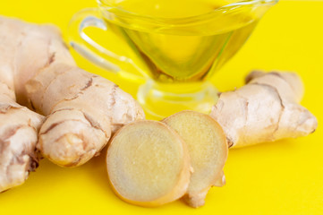 ginger oil and fresh ginger root