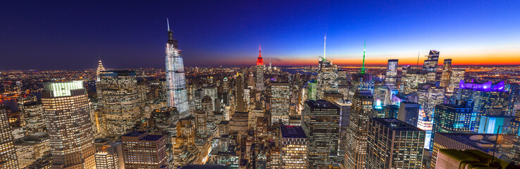 New York City Manhattan skyline buildings sunset evening 2019 November