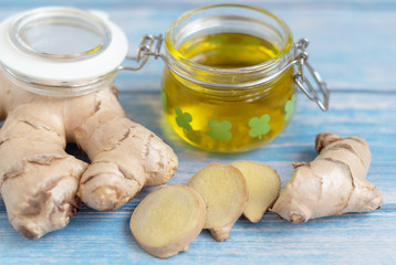 ginger oil and fresh ginger root