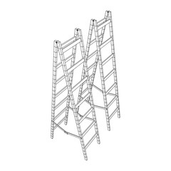 Step ladder. Wireframe low poly mesh vector illustration