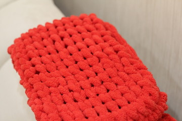 red knitted scarf, Snood