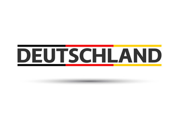 Colored symbol with German tricolor isolated on white background, Germany in German, simple German icon, vector illustration