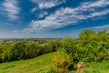 Fototapeta na wymiar Nature in Sint-Pietersberg in Maastricht, wonderful sunny day with an amazing blue sky and white clouds, south Limburg in the Netherlands Holland