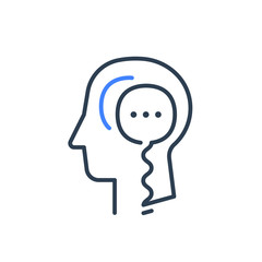Human head profile and speech bubble, cognitive psychology or psychiatry concept