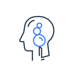 Human head profile, cognitive psychology or psychiatry concept, mental balance