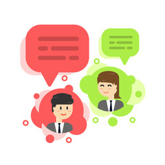 Businessman chat bubble, discuss social network, news