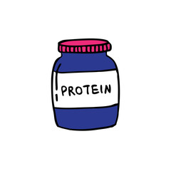 protein powder doodle icon, vector illustration
