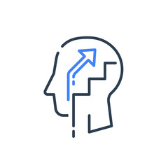 Human head profile and ladder, cognitive psychology, education concept, training courses, better self