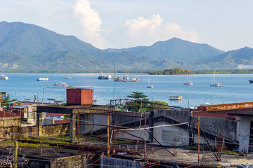 top view of ships in Puerto Princesa, Philippines - April 2018