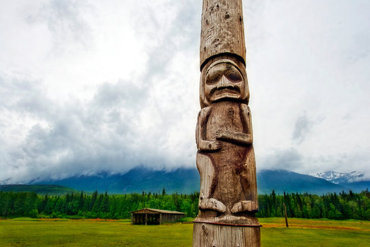 Native American Totem Pole from Kitwanga BC Canada
