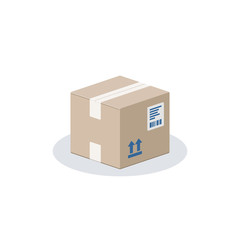 Square cardboard box. Closed carton box. Delivery and packaging icon. Vector illustration on white background.