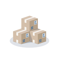 Pile cardboard boxes. Delivery and packaging concept. Vector illustration on white background.
