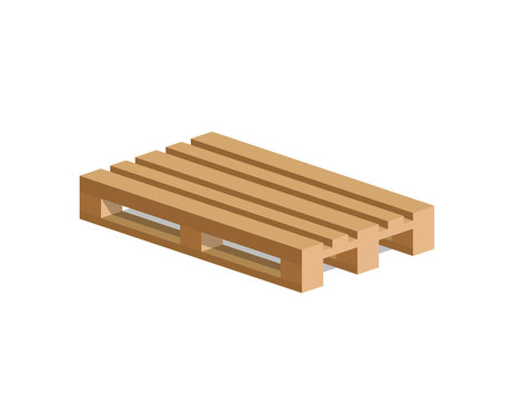 Wooden pallet isolated on white background. Isometric view. Vector illustration.