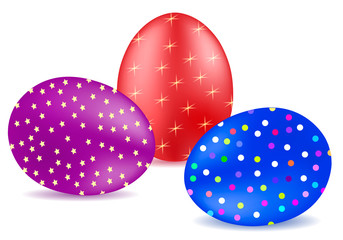 Vector image of several easter eggs decorated with various ornaments. Work with reflections, shadows and image volume. Element for your design.