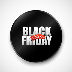 Black Friday. Sales Banner. Vector illustration. Black tag, round banner.