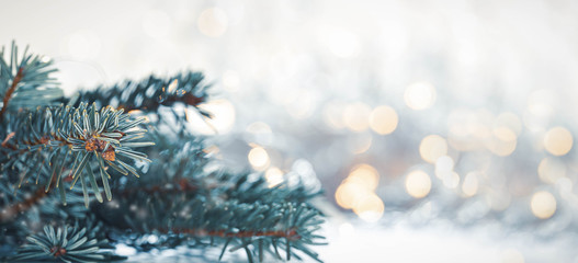 Obraz premium christmas tree with lights and stars