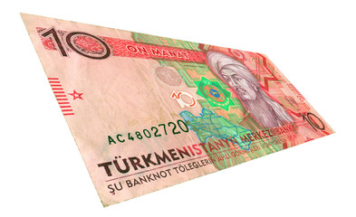 Ten manat bill of Turkmenistan at an angle