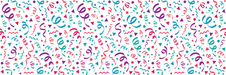 Carnival Party seamless pattern with confetti. Vector.