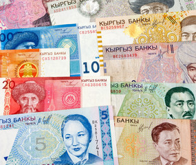 Kyrgyz paper money isolated on white background