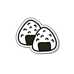 onigiri doodle icon, vector illustration