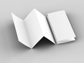 Brochure in A4 format folded to three - mockup. 3d illustration