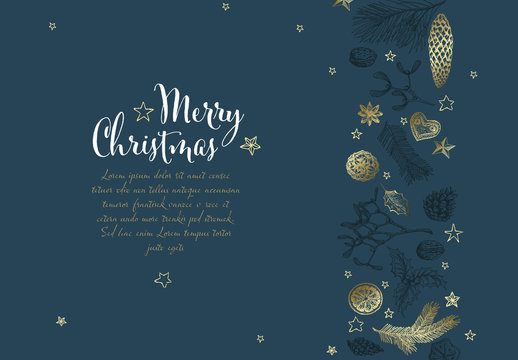 Christmas Flyer Layout with Handdrawn Elements