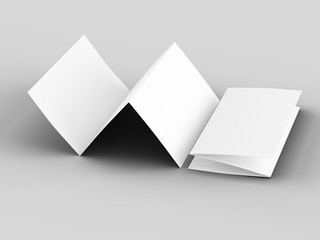 Brochure in A4 format folded to three - mockup. 3d illustration