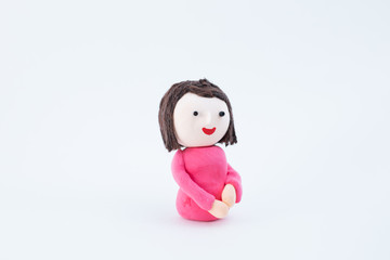 紙粘土で作った人形　日本人の女の子
