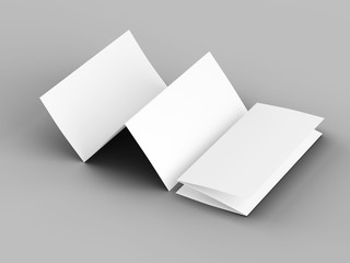 Brochure in A4 format folded to three - mockup. 3d illustration