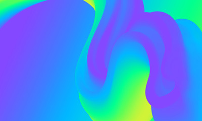 Modern colorful blue and green abstract soft 3D flow shapes. Liquid wave gradient background.