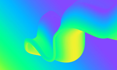 Modern colorful blue and green abstract soft 3D flow shapes. Liquid wave gradient background.