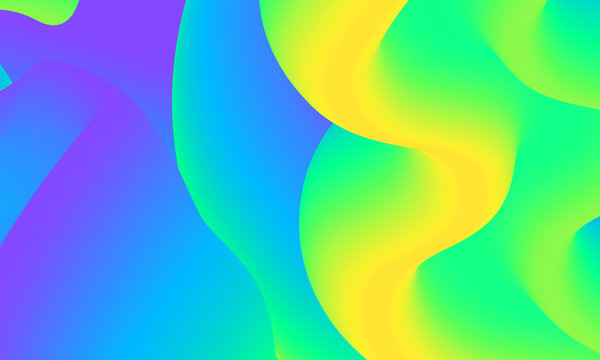 Modern colorful blue and green abstract soft 3D flow shapes. Liquid wave gradient background.