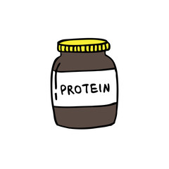 protein powder doodle icon, vector illustration